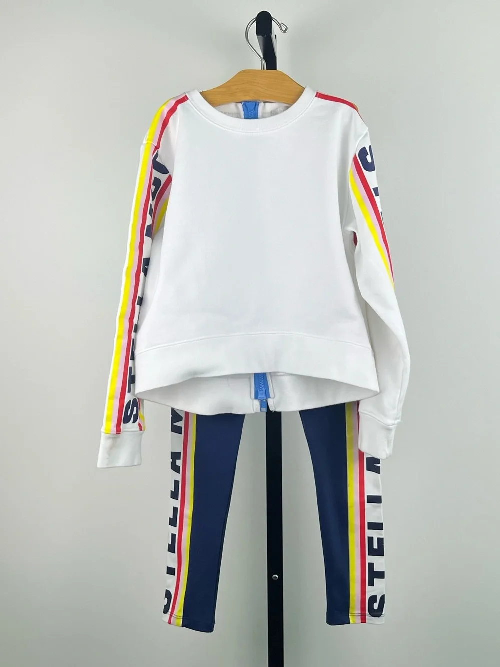 Stella McCartney Kids Girls Activewear Set, Sweater, Leggings, Top, White & Navy